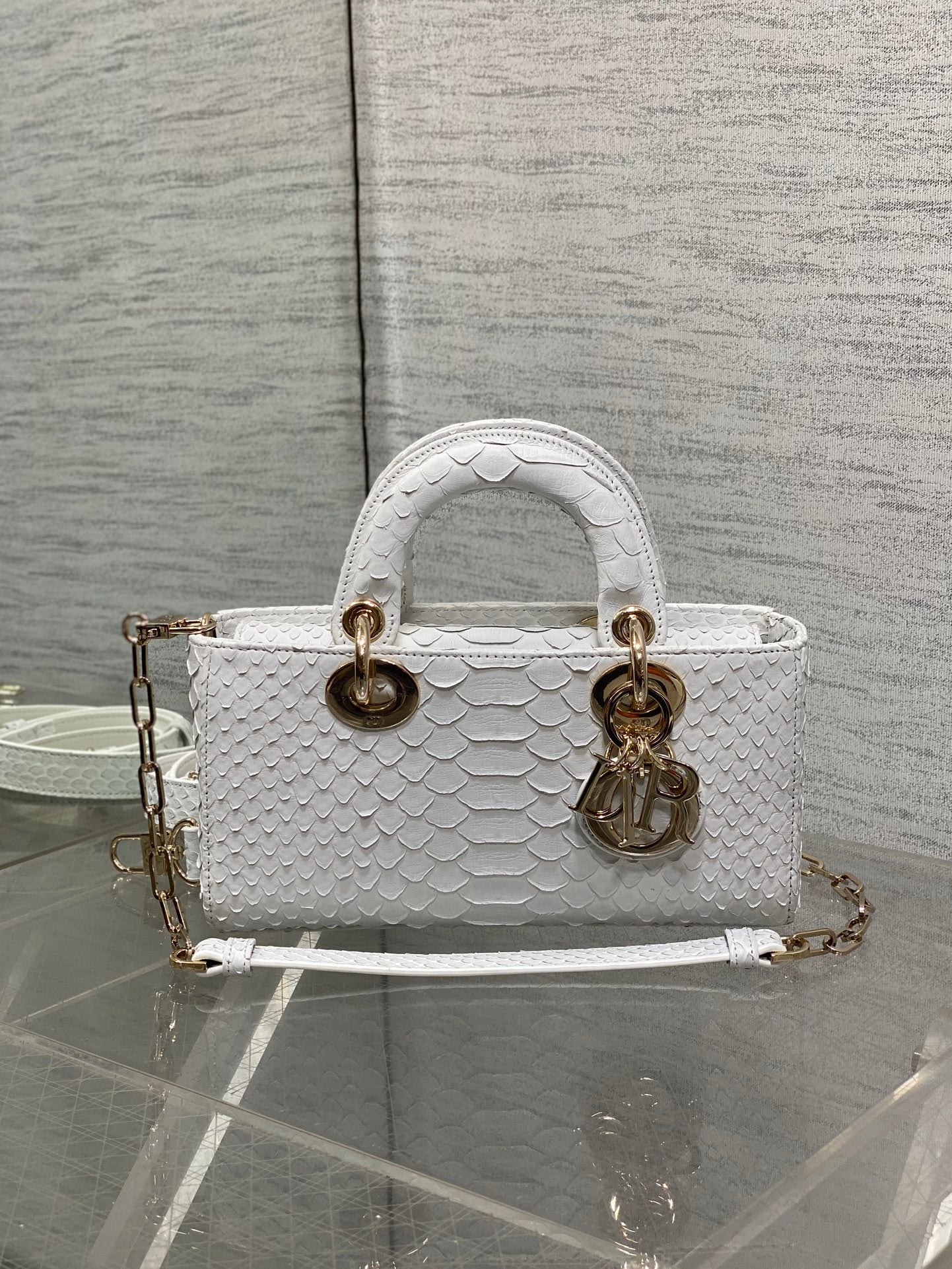 Dior Oblique 22cm Rare Python Skin Bag | Unique Natural Grain & Full Set