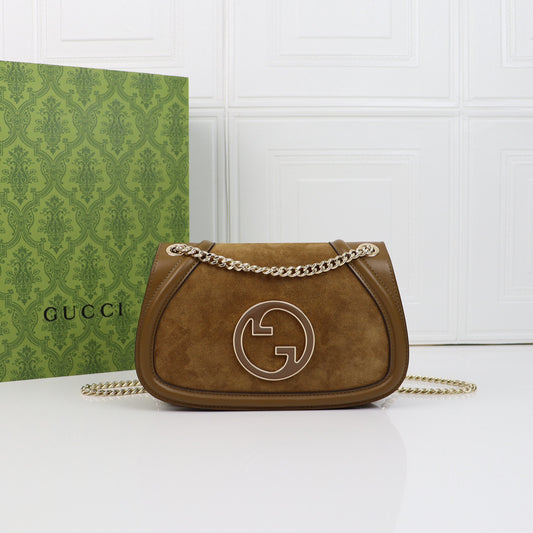 Gucci Blondie Vintage Logo Bag | 1970s Retro Revival, Taupe Suede, Detachable Strap, 26x16x8cm