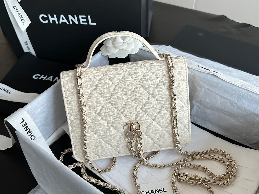 Chanel 25C Mini Backpack | Cream & Champagne Gold | France Hass Original Caviar-grained Calfskin | ZP-Grade Champagne Gold Hardware | Exclusive Release