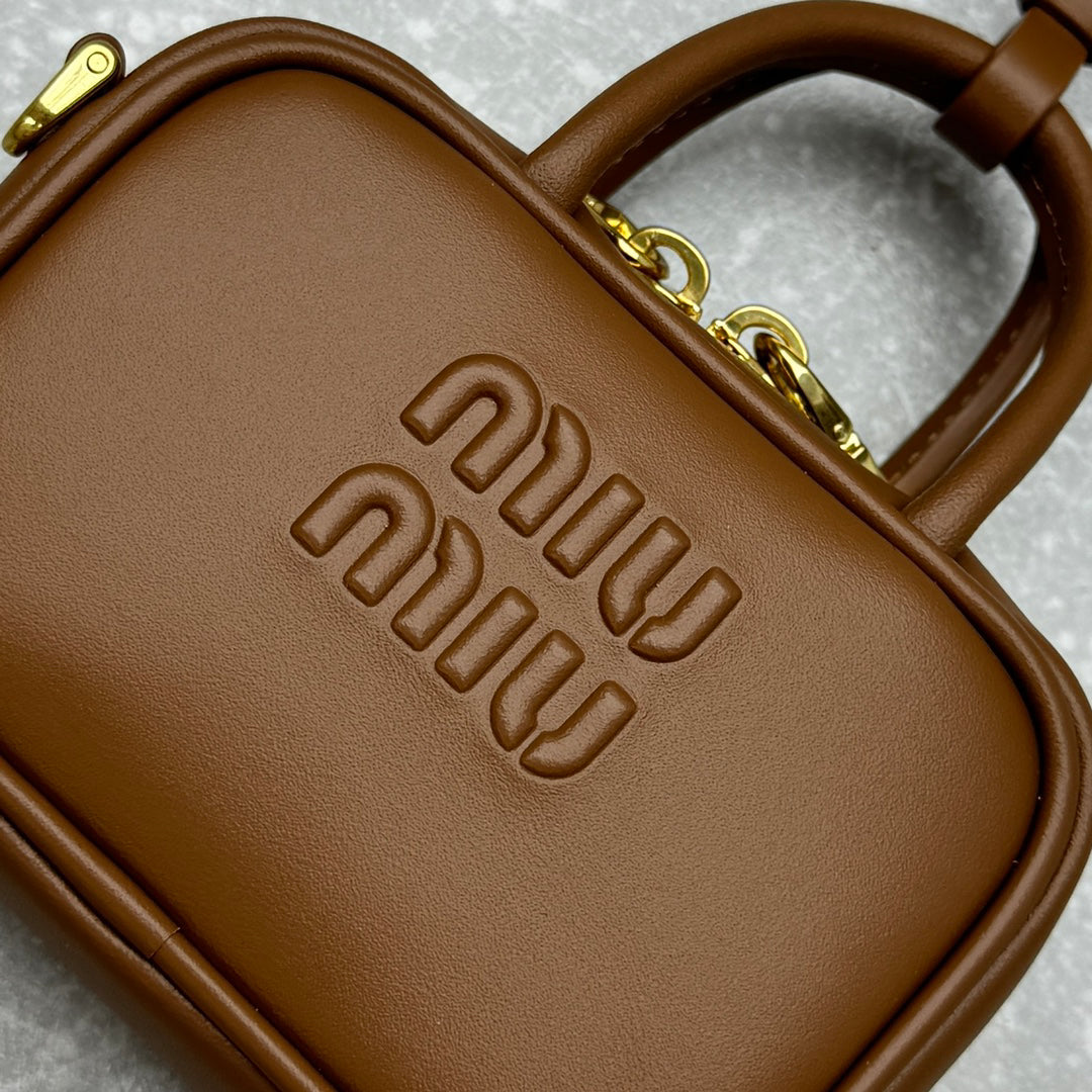 Brown MIU MI Style Mini Vanity Bag - Multiway Crossbody Belt Bag for Summer Layering