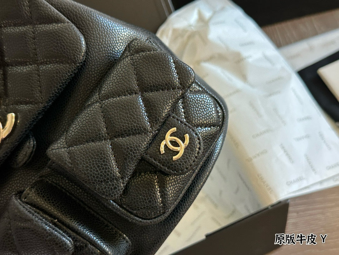 Chanel Duma "Frog" Backpack | Dual-Pocket Cute Design | Adjustable Chain/Leather Strap | 21×22cm Medium Size