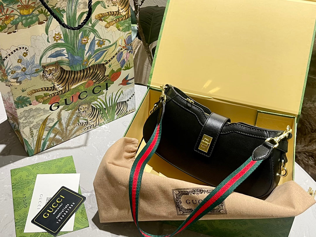 Gucci Moon Side Mini Hobo Bag – 12x24x5cm Retro Lock Clasp, 3rd-Generation Crest, Moonlight-Inspired Luxury