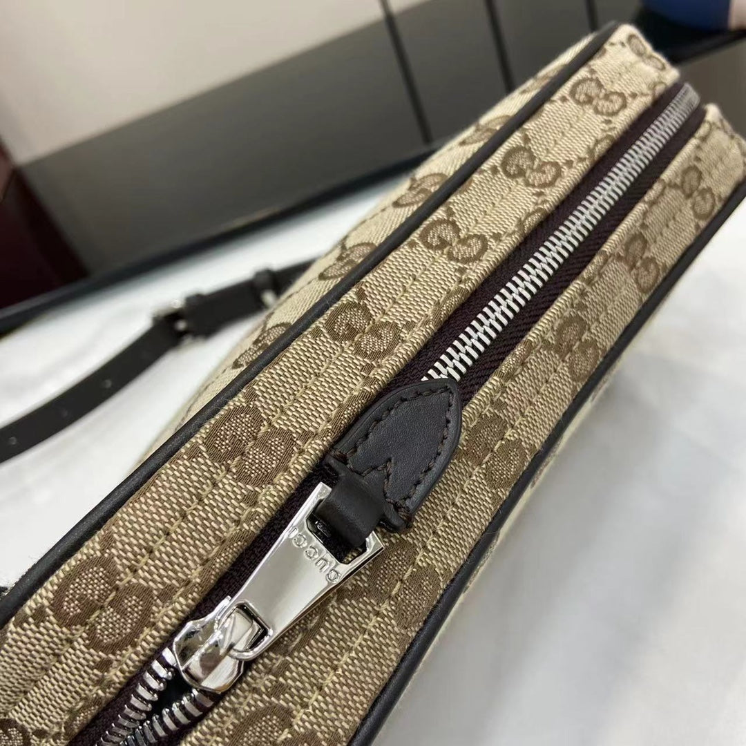 GUCCI GG Canvas Tote Bag with Original Packaging 23.5x15x5cm New 2023 Apricot Brown (Web Stripe & Detachable Strap)