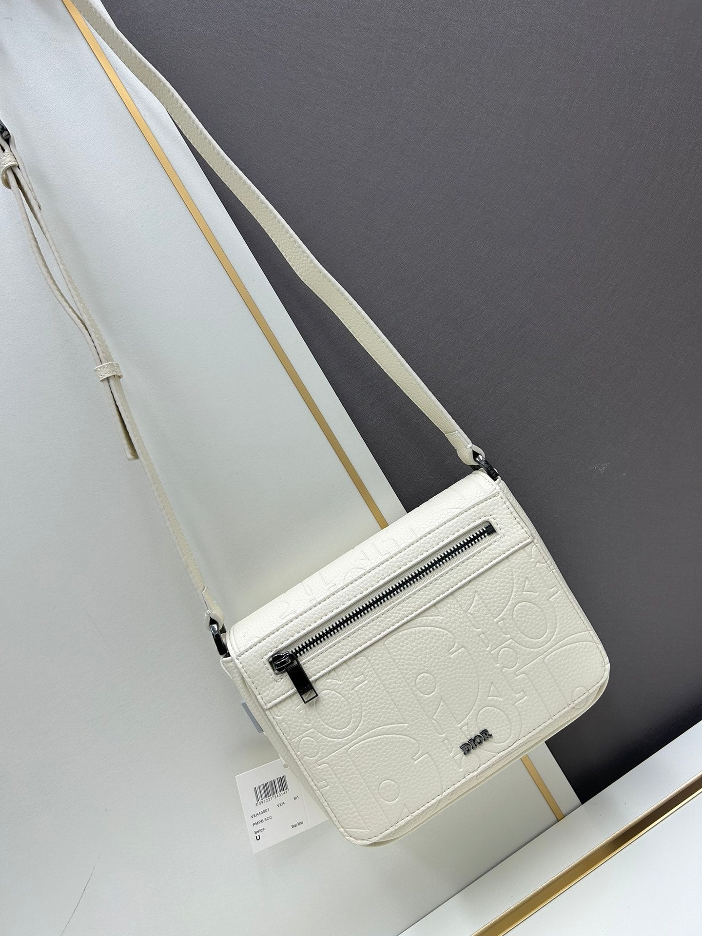 Dior Men's 2024 Fall Messenger Bag｜Magnetic Flap & Adjustable Strap｜Gravity Embossed Leather｜Luxury Crossbody Bag with Dust Cover