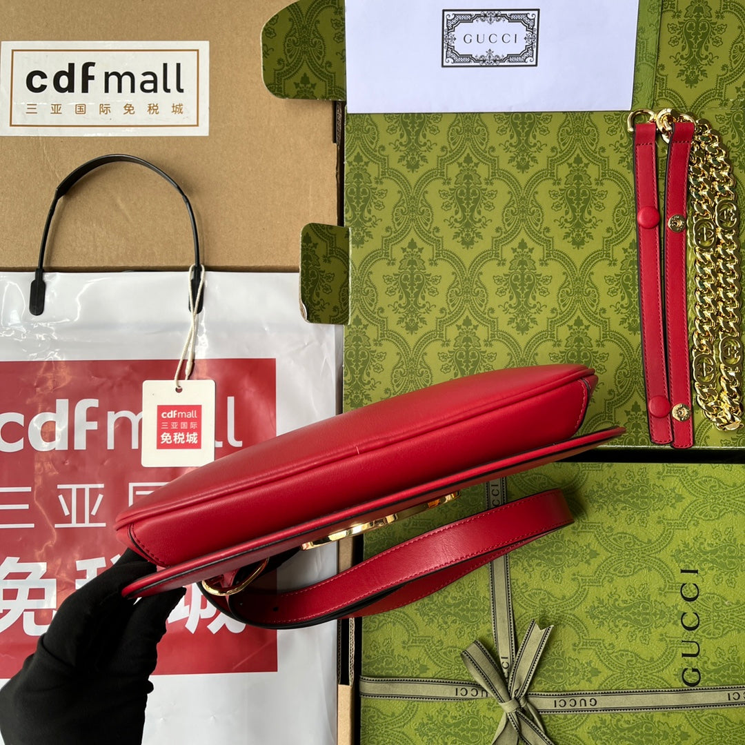 GUCCI Blondie White Interlocking GG Chain Shoulder Bag | Genuine Leather w/ Dual Adjustable Straps | 2023 New Vintage Style