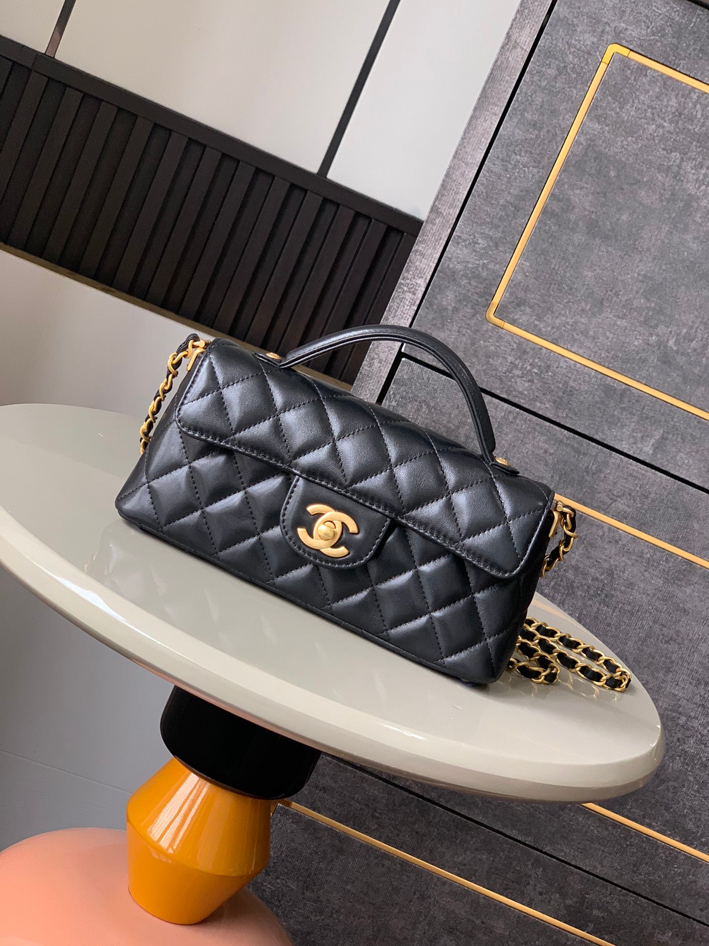 【MINI OHANEL🚩SS2025】Vintage Black-Gold Kelly Bag - 3-Way Convertible Luxury Handbag (12x22x6cm) with Premium Hardware