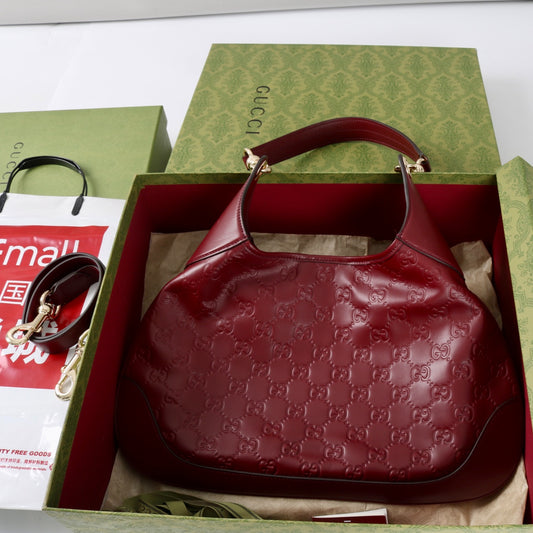 Gucci Body Double Lock Shoulder Bag | Ankara Red GG Embossed Leather, Vintage 1950s Inspired Design