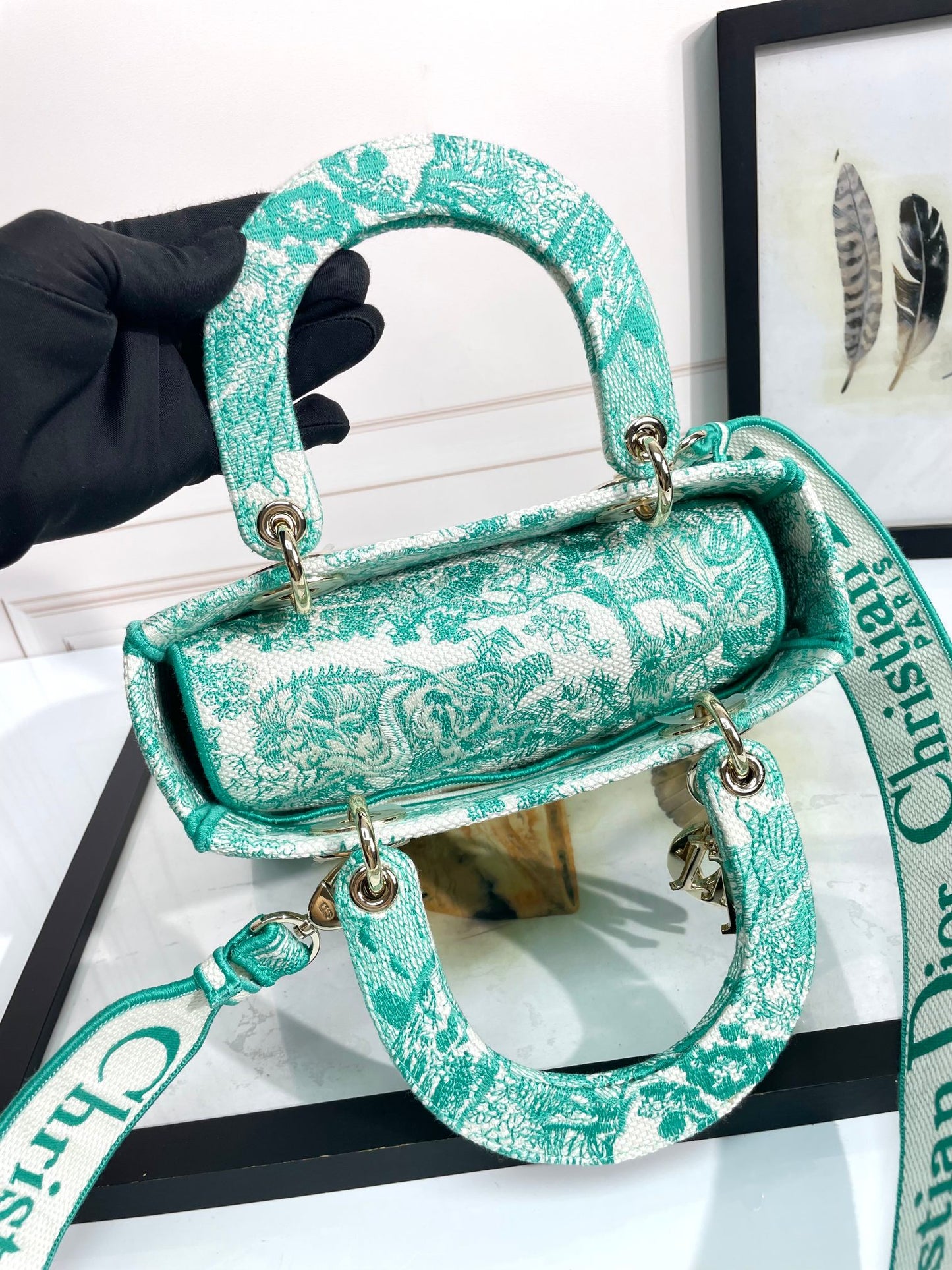 Dior Lady D-LITE Jungle Tiger Embroidery Bag - Pietro Ruffo Limited Edition with Magnetic Detachable Strap & D.I.O.R. Charms (Medium 24cm Collector's Piece)