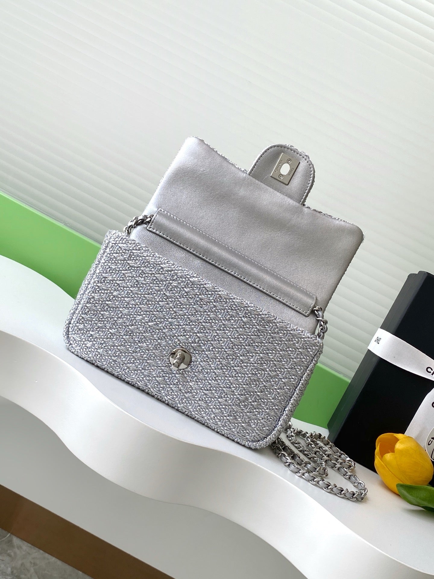 Chanel 25S Silver-Thread Woven Artisan Bag | 1:1 Luxury Replica Collection | 12.5x20.5x6cm Limited Edition