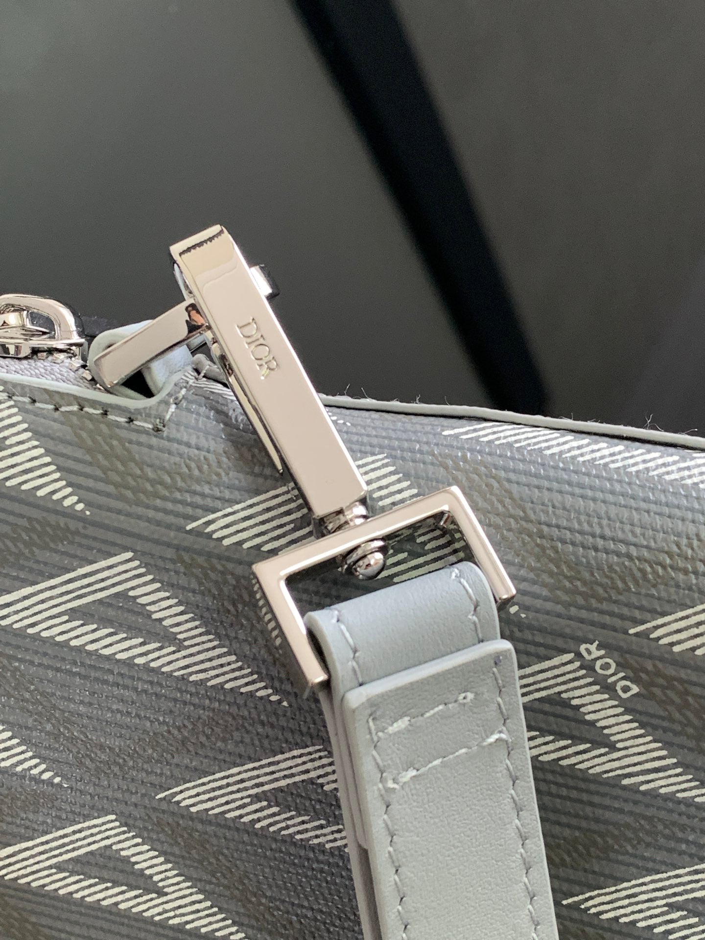 Dior A5 Grey Diamond Quilted Clutch | Marc Bohan Archival Design | Detachable Leather Strap | 30cm Calfskin Accessory