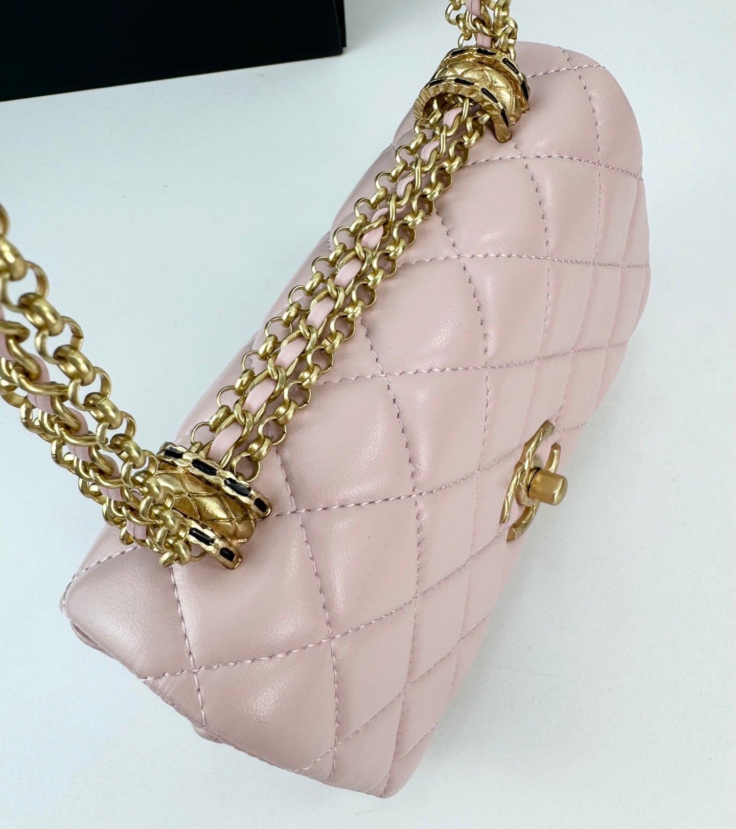 Chanel 24A Black Gold Fringe Chain Double Pearl Flap Bag 18*11.5cm Luxury Classic Crossbody
