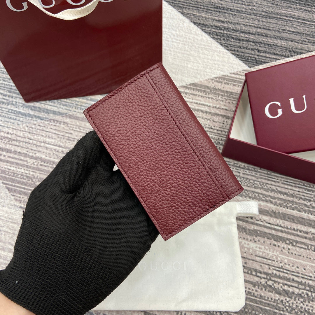 Gucci 2025 Early Spring Collection Deep Blue-Oat Calfskin Leather Bifold Wallet - Contrast Motif, Timeless Revival