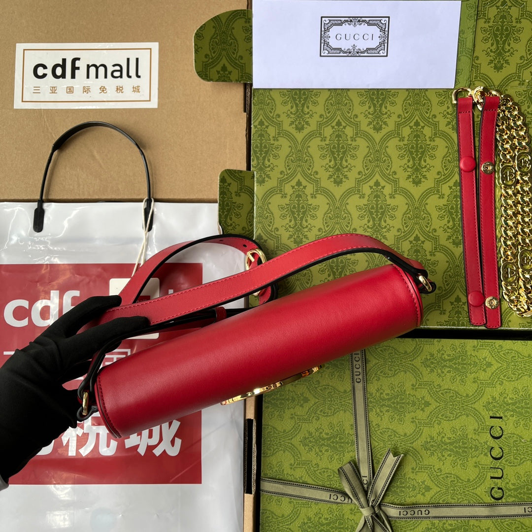 GUCCI Blondie White Interlocking GG Chain Shoulder Bag | Genuine Leather w/ Dual Adjustable Straps | 2023 New Vintage Style