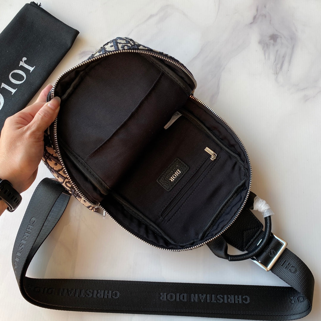DIOR Men's Chest Bag Crossbody - Model 2062 (29×17×6.5cm) | Genuine Leather & Imported Fabric | Original Hardware
