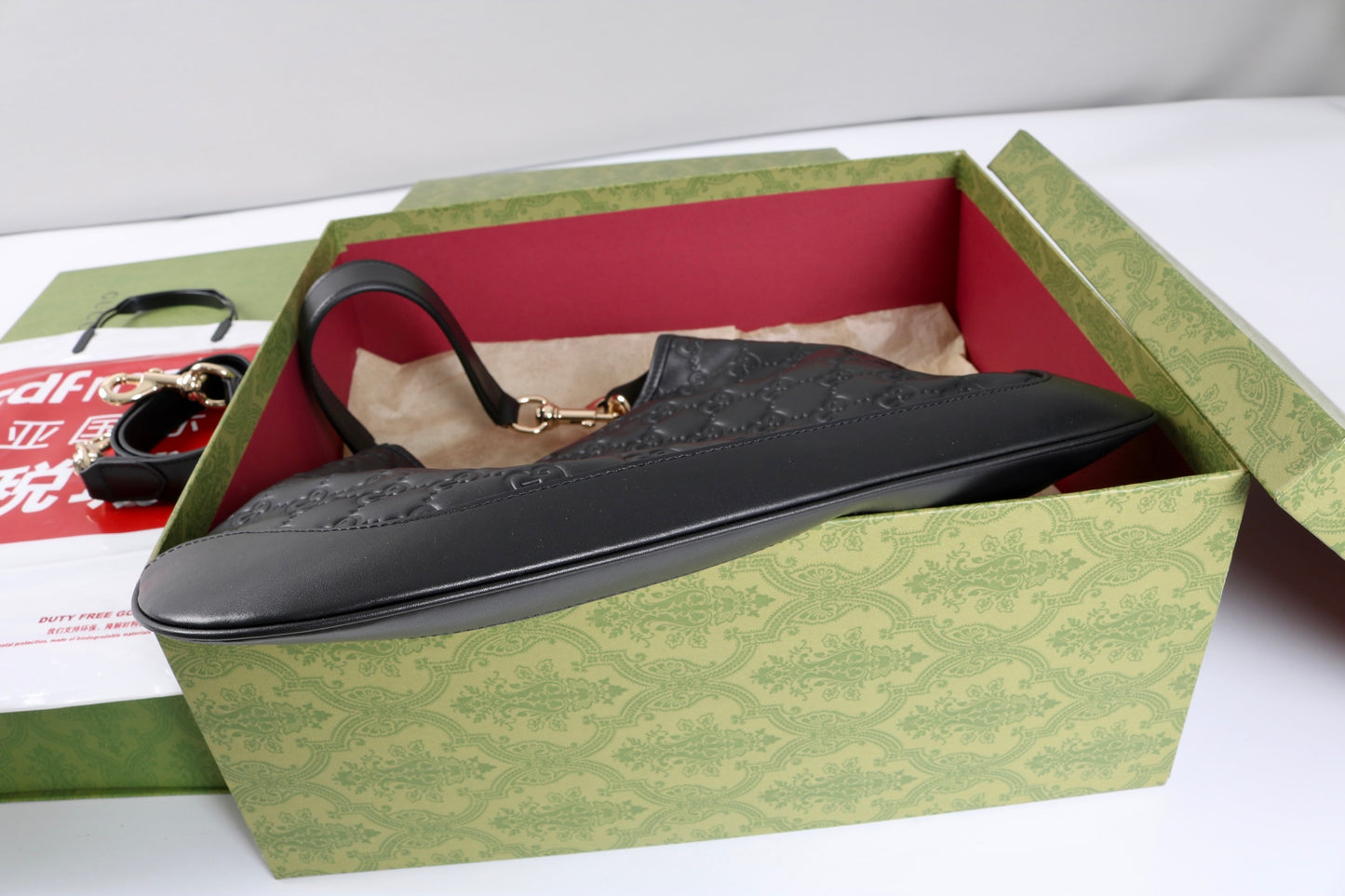 Gucci Body Double Lock Vintage Shoulder Bag｜Ankara Red GG Embossed Leather, 1950s Archival Design