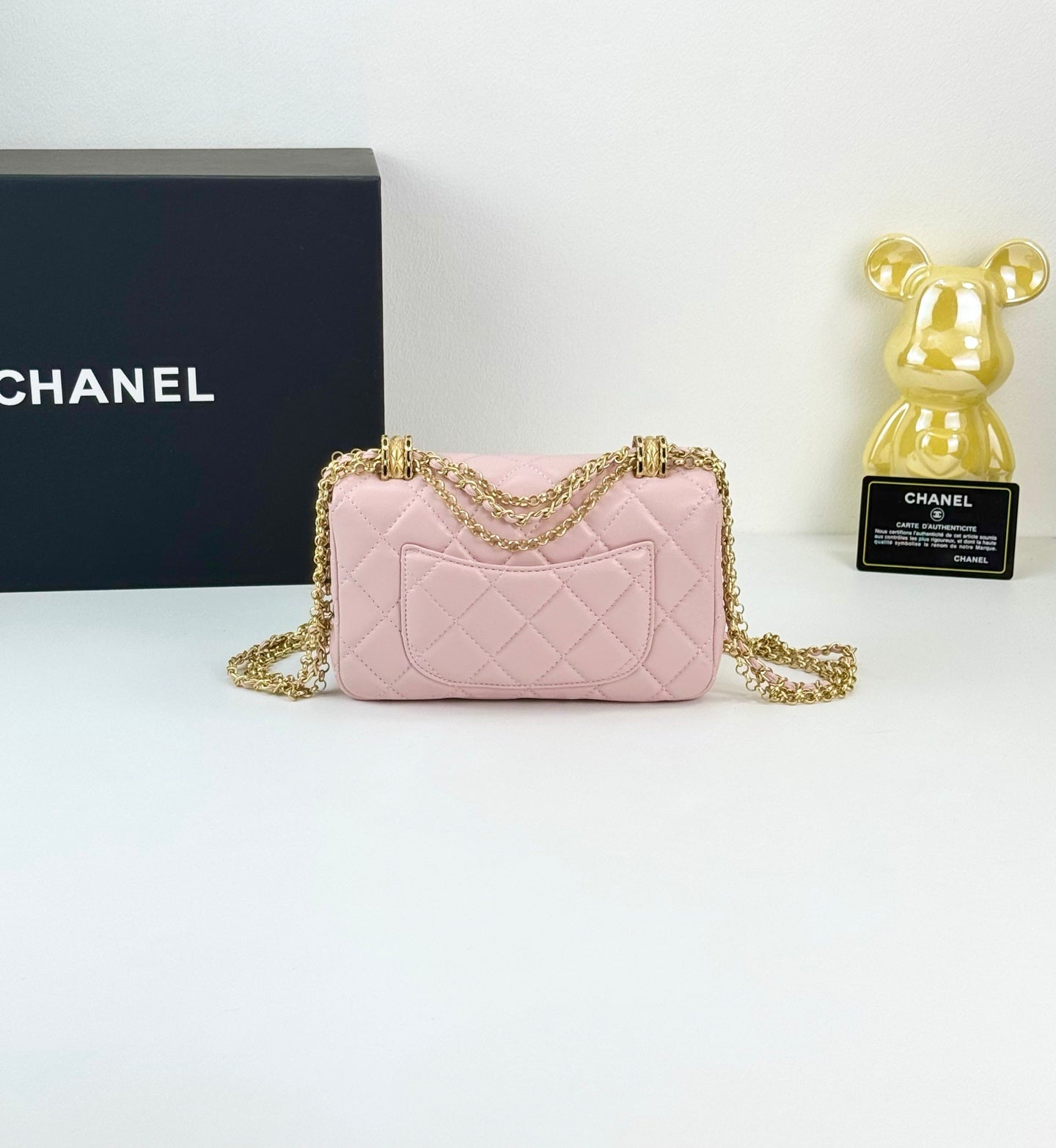 Chanel 24A Black Gold Fringe Chain Double Pearl Flap Bag 18*11.5cm Luxury Classic Crossbody