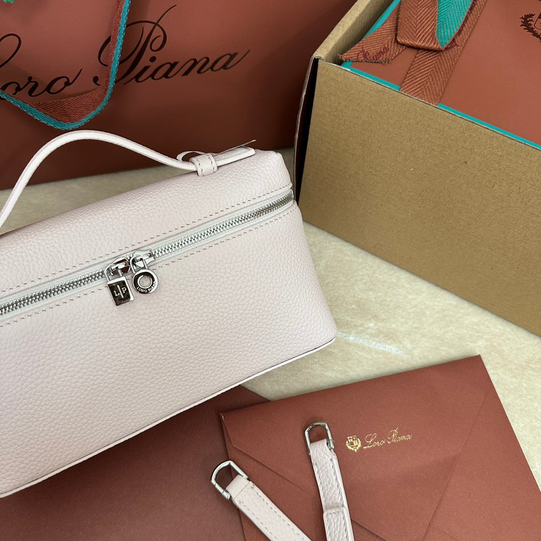 Extra cket L19 Light Peony Pink Calfskin Top Handle Bag - Detachable Strap, Dual Zipper, Lambskin Lining, Mini Crossbody