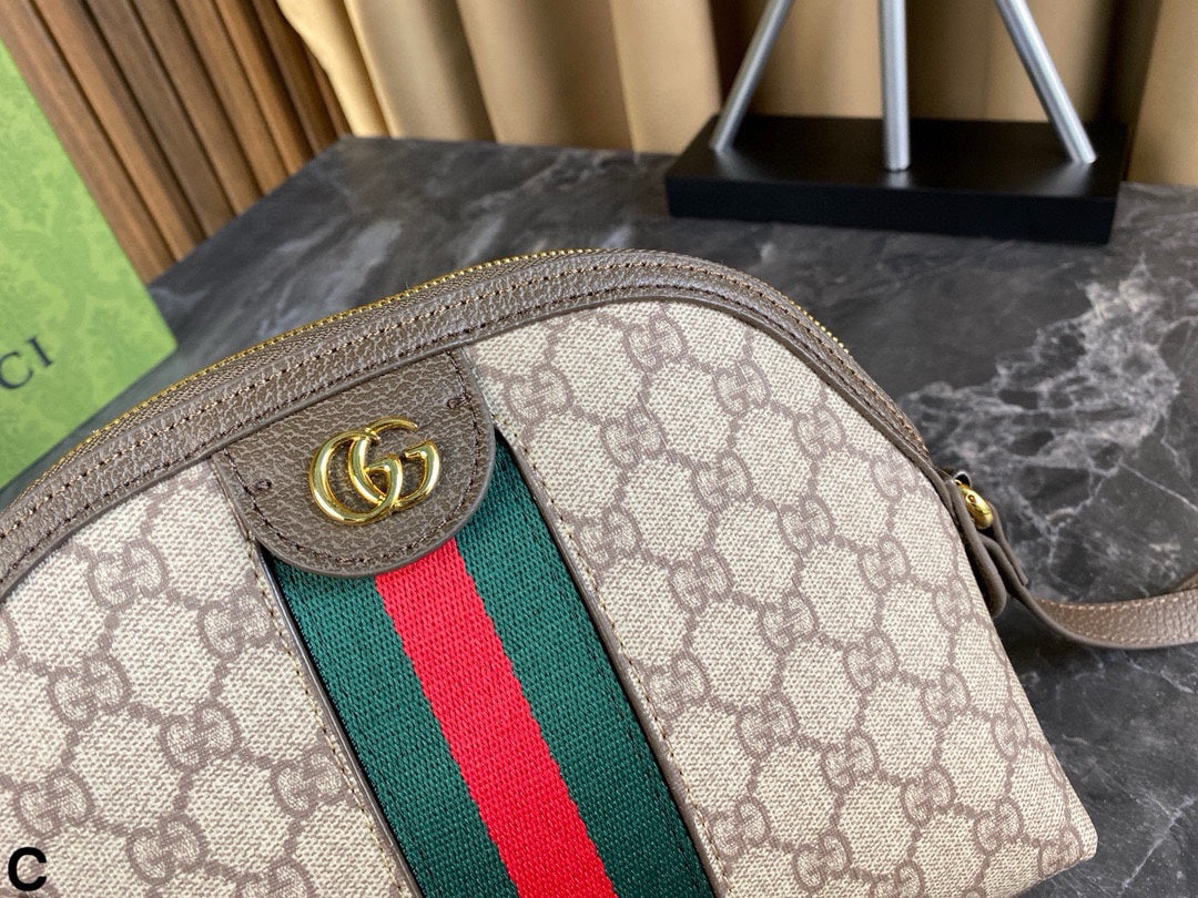 Gucci Ophidia Shell Bag – GG Logo & Stripes Retro Tote, 24x19cm Spacious Commute Essential