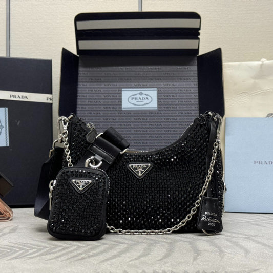 3-in-1 Sparkling Crystal Crossbody Bag | Bling Bling Night Glow with Detachable Mini Pouch