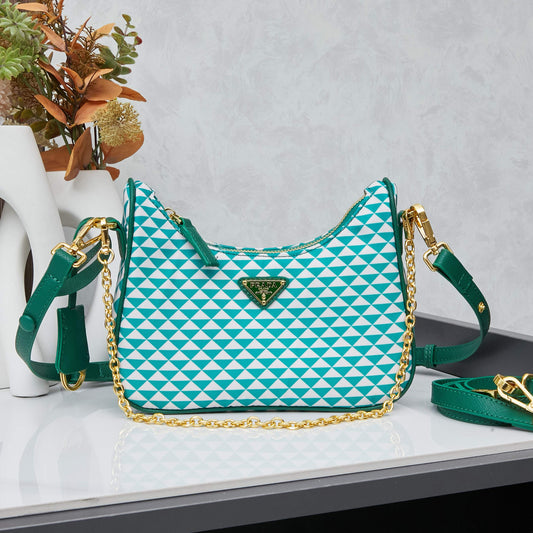 🔥 Prada Hobo 3-in-1 Transformer｜22×17×6cm Leather+Chain - 3 Looks 1 Bag