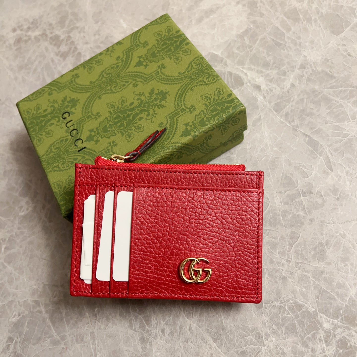 Gucci CY Series 574804 Vintage Slim Card Holder - 12×8cm Multi-Pocket Leather Wallet with Zip Compartments