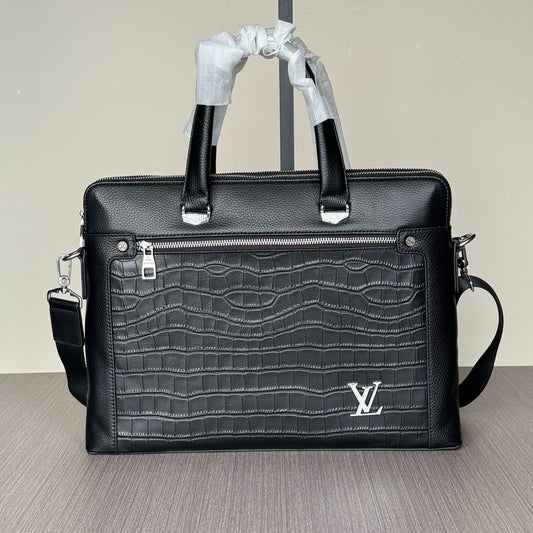 2024 Premium Dual-Zip Briefcase | Italian Textured Leather | Anti-Theft Compartments | Smooth YKK Zippers