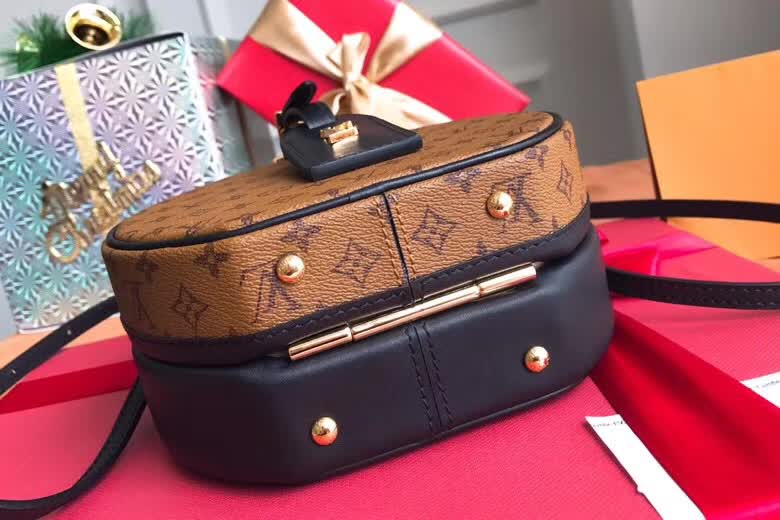 [Top Original with Full Packaging] ETITE BOITE CHAEAU Mini Hatbox Handbag - Cute Crossbody Bag, Dual Styles (Monogram Canvas & Leather Trim), 17.5cm Phone-Friendly Design