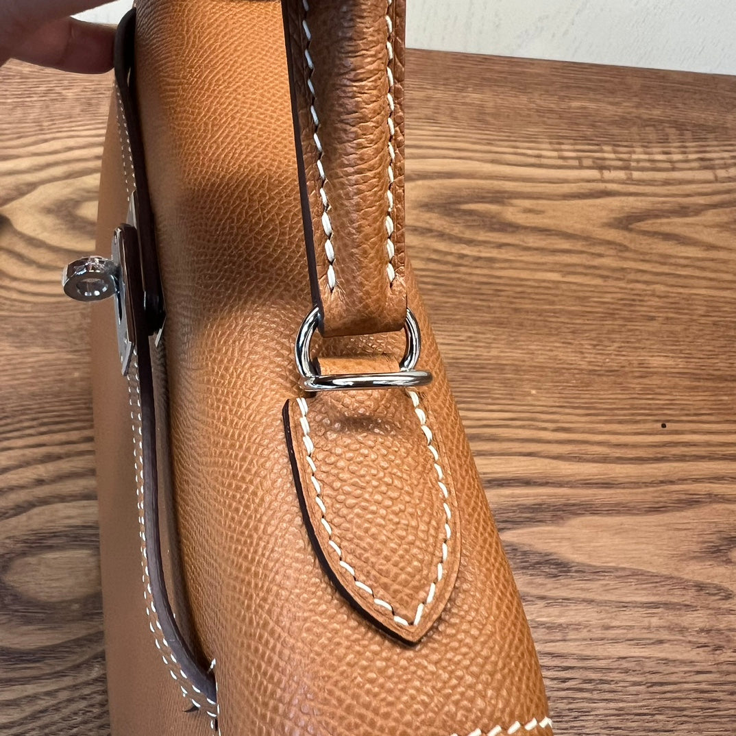Hermès Kelly 28 Sellier Epsom Leather Bag - Beeswax Hand-Stitched with Palladium Hardware