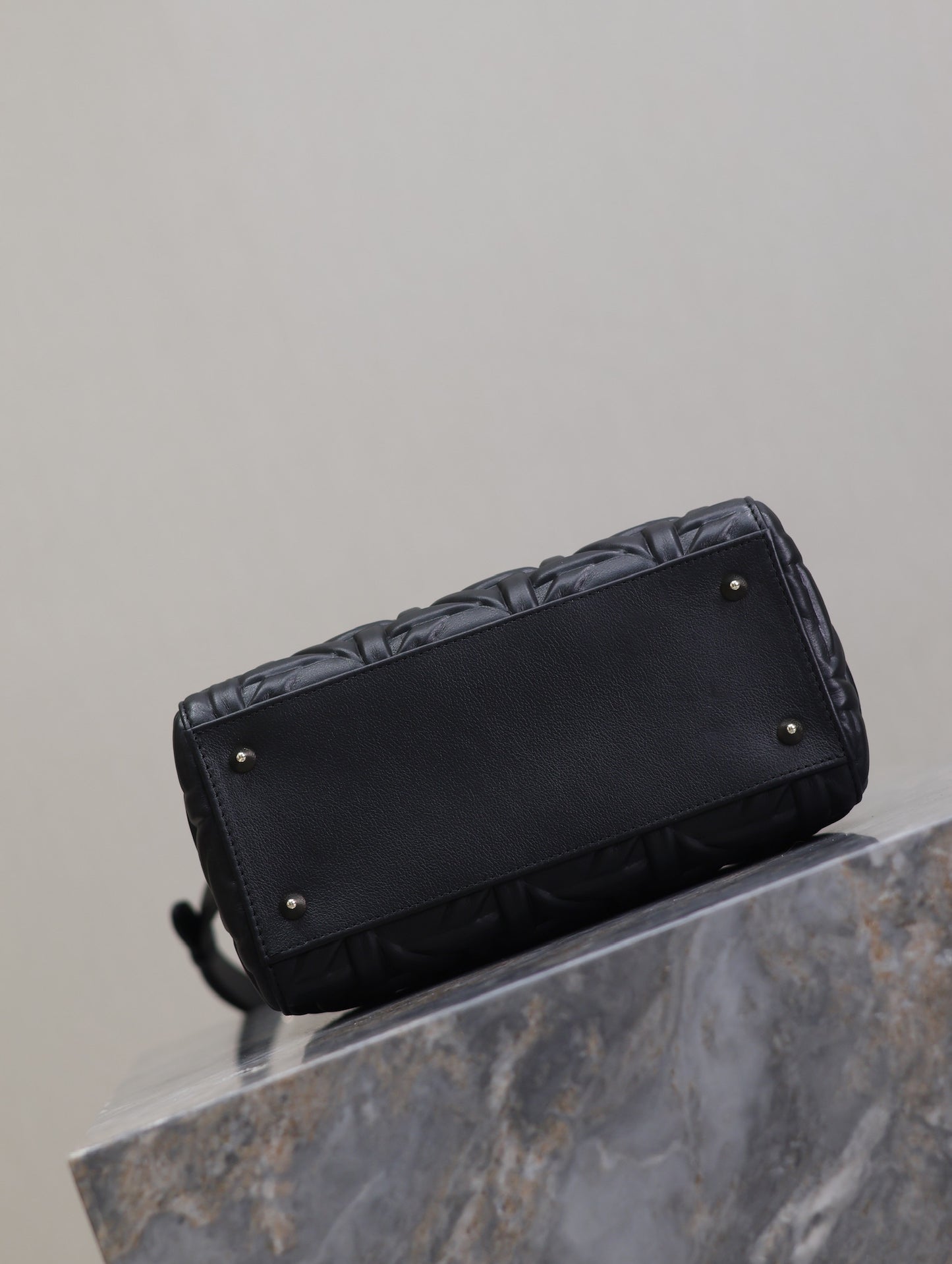 DIOR 2024 Fall/Winter Lady Dior Handbag | Black Calfskin with 3D Graphic Cannage & Pale Gold D.I.O.R. Charm, Medium 24cm