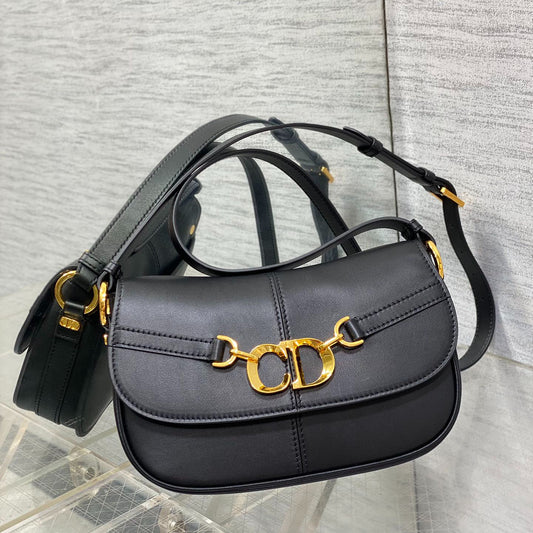 【New Arrival】Dior Besace Black/Oblique Crossbody Bag | Gold-Tone CD Logo Clasp | 24cm Soft Luxury Tote