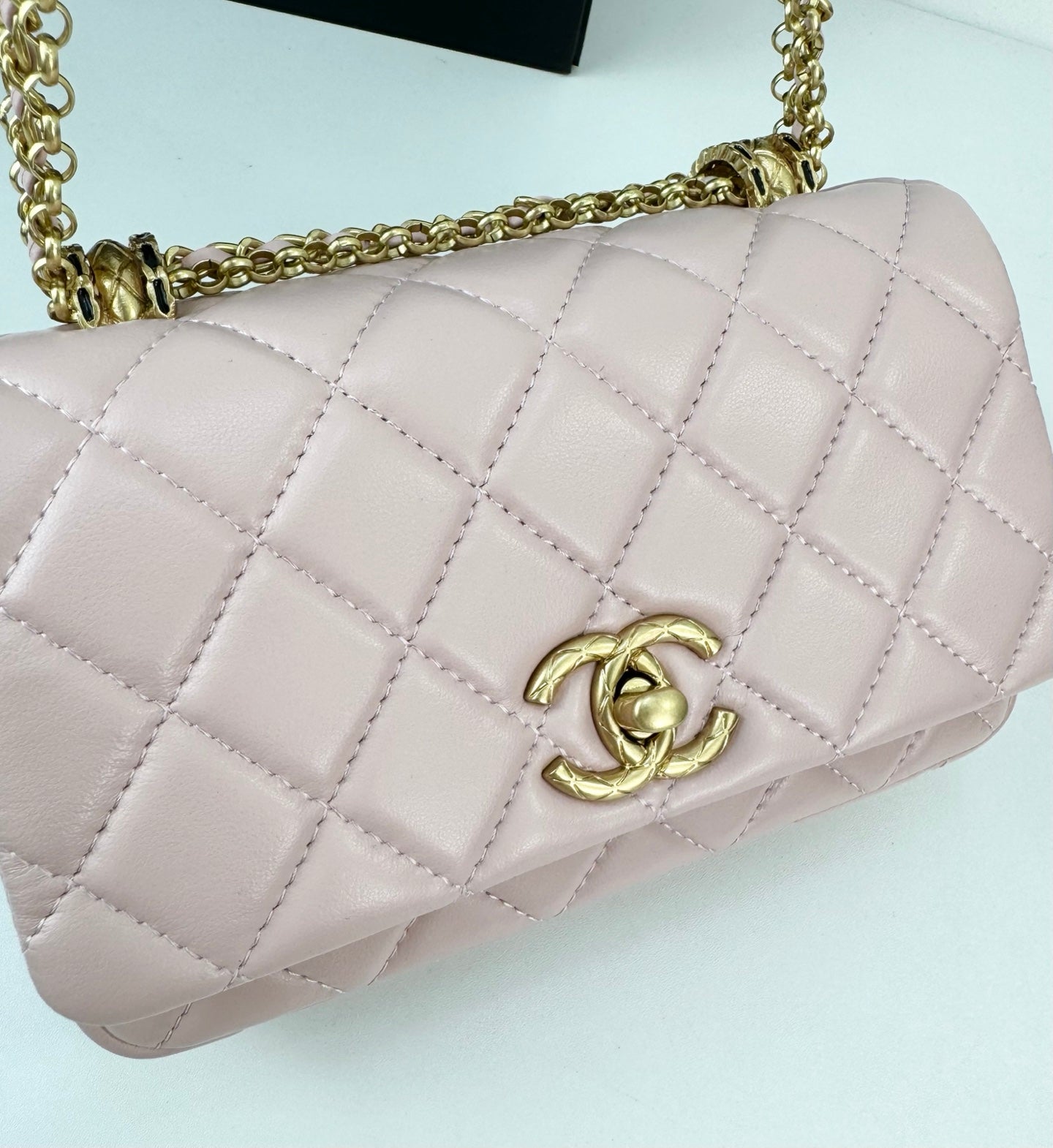 Chanel 24A Black Gold Fringe Chain Double Pearl Flap Bag 18*11.5cm Luxury Classic Crossbody