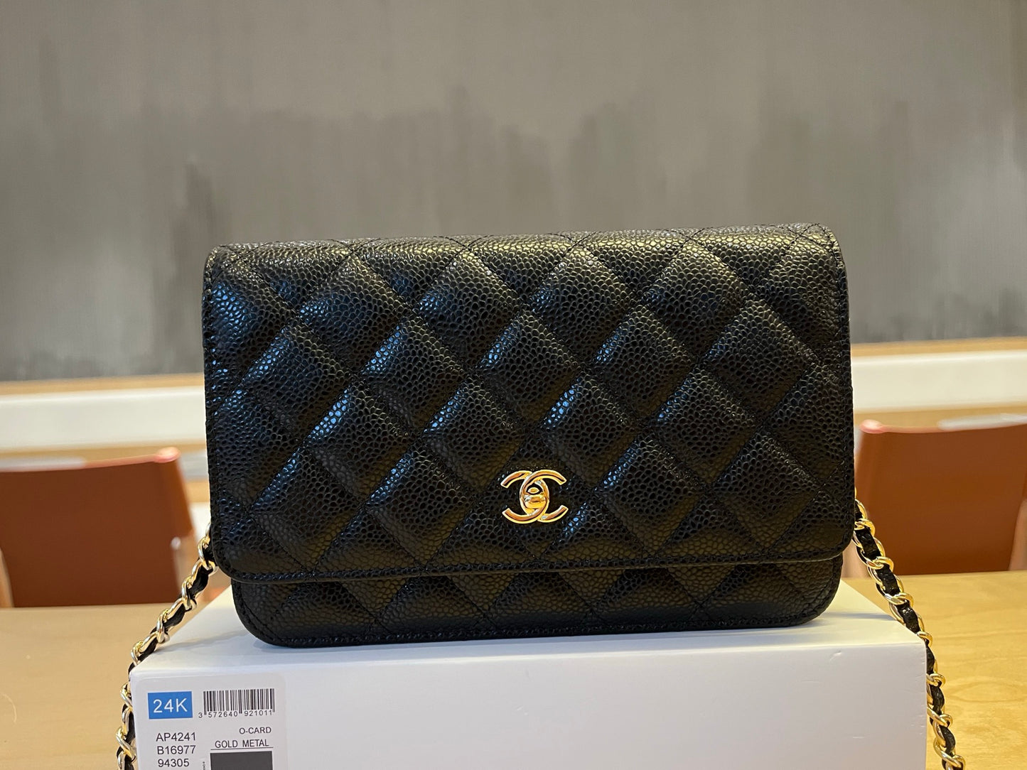 CHANEL 25c Wallet on Chain (WOC) | Exclusive Haas Caviar Leather Gold-Tone | Double C-Lock Flap Bag | 12cm Mini "Lucky Purse"