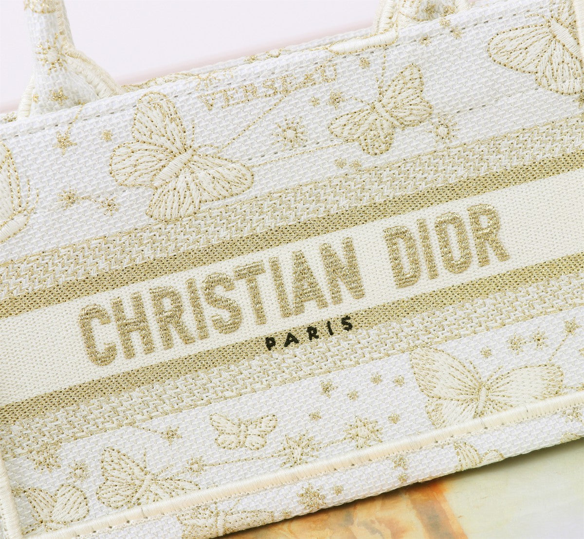 Dior Book Tote Mini Golden Butterfly Shoulder Bag | 2024 Pre-Spring Collection | Oblique Print | Detachable Strap | 21.5cm Tote