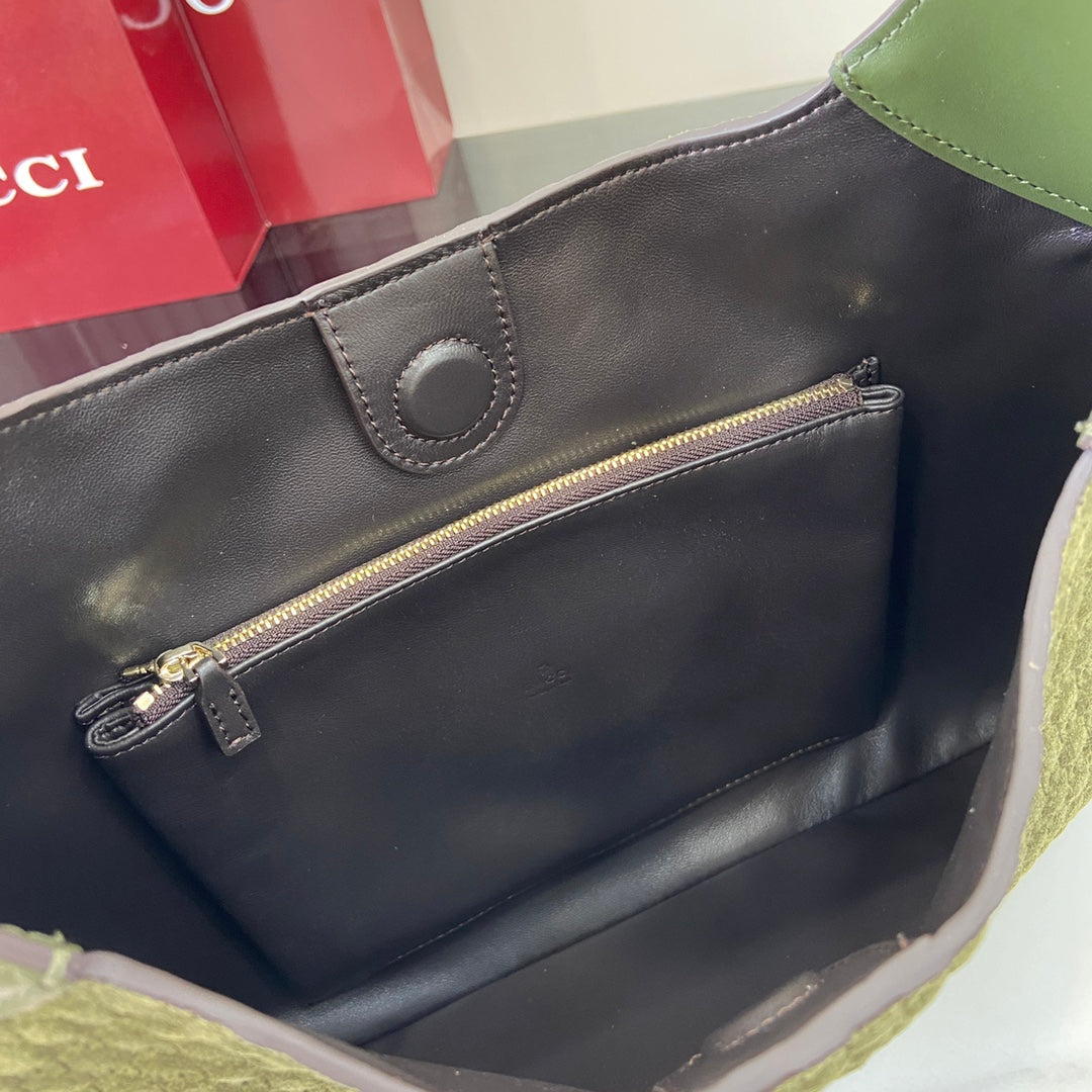 Gucci Body Double-Lock Shoulder Bag - Vintage 1950s Inspired Brown GG Suede with Adjustable Strap