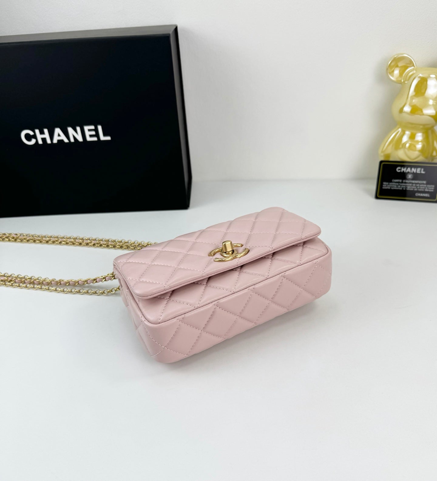 Chanel 24A Black Gold Fringe Chain Double Pearl Flap Bag 18*11.5cm Luxury Classic Crossbody