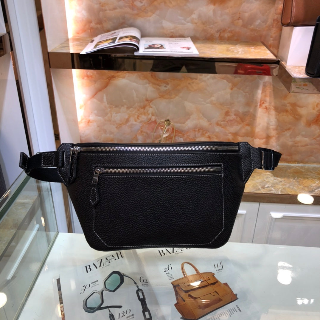 Hermès 2023 New Crossbody Bag 33x18x2cm | Original Calfskin Premium Zipper Double Pocket