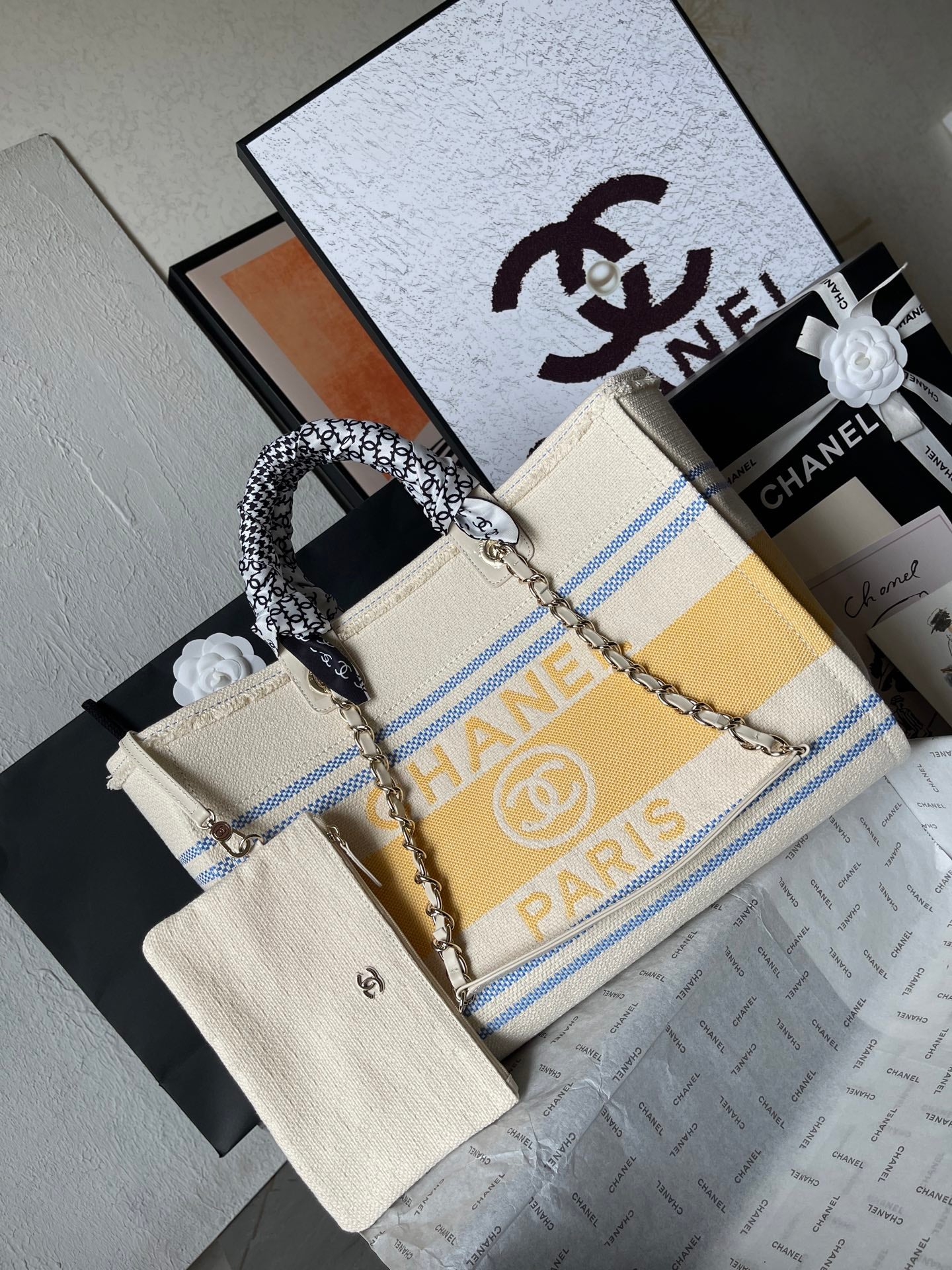 Chanel 2025 Apricot Beach Tote | Mother & Baby Canvas Bag with Leather Handles | Spacious 38×32×18cm Travel Shopper