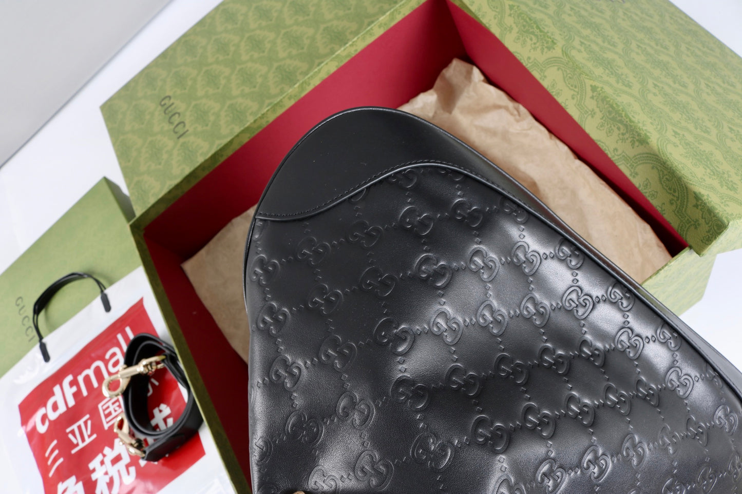 Gucci Body Double Lock Vintage Shoulder Bag｜Ankara Red GG Embossed Leather, 1950s Archival Design