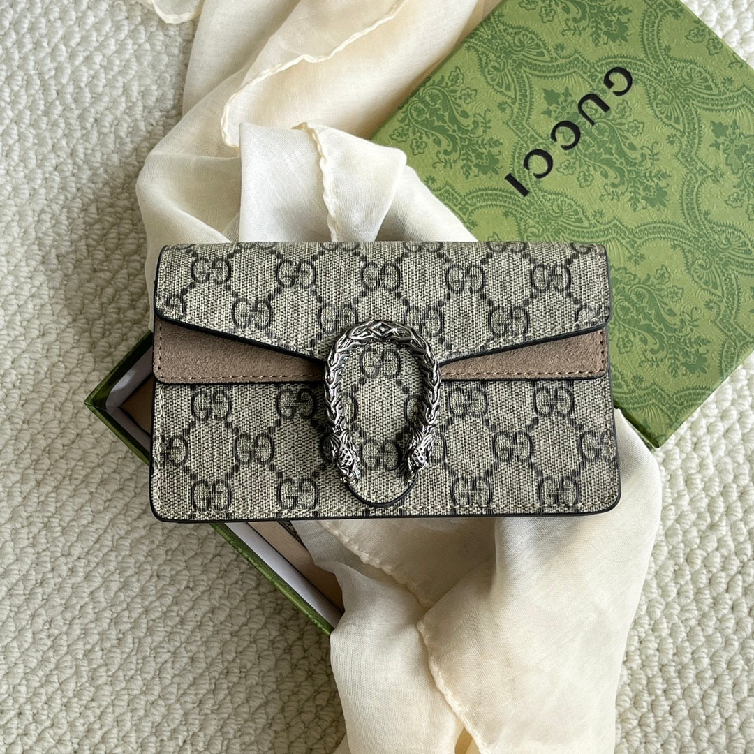 Gucci Dionysus Mini Bag 16.5x10cm Khaki Calfskin, Iconic Buckle, Entry-Level Statement Piece