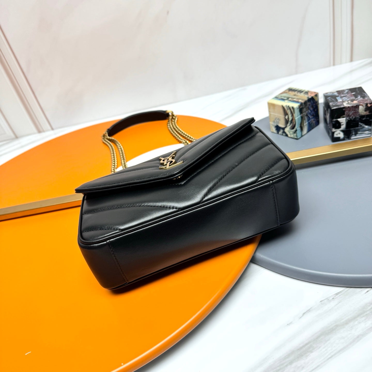 Yves Saint Laurent LouLou Small Quilted Lambskin Chain Bag in Noir - Spring 2023 Edition