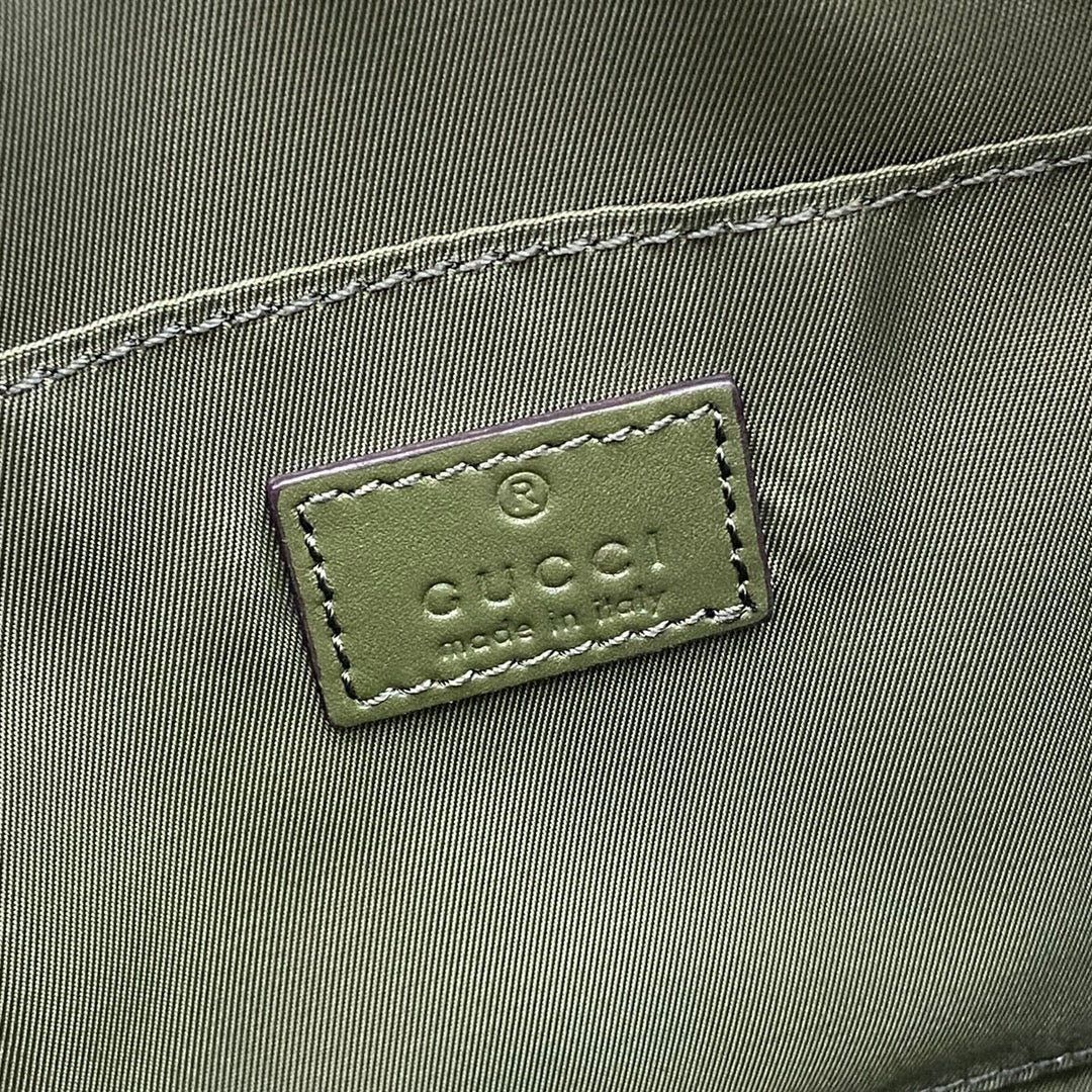 Gucci GG Supreme Canvas Small Crossbody Bag Forest Green with Red/Green Web Stripe - Original Full Set Packaging