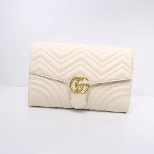 GUCCI White Large Capacity Clutch | Premium Quality Ready Stock | 30x20x4cm Business Essentials