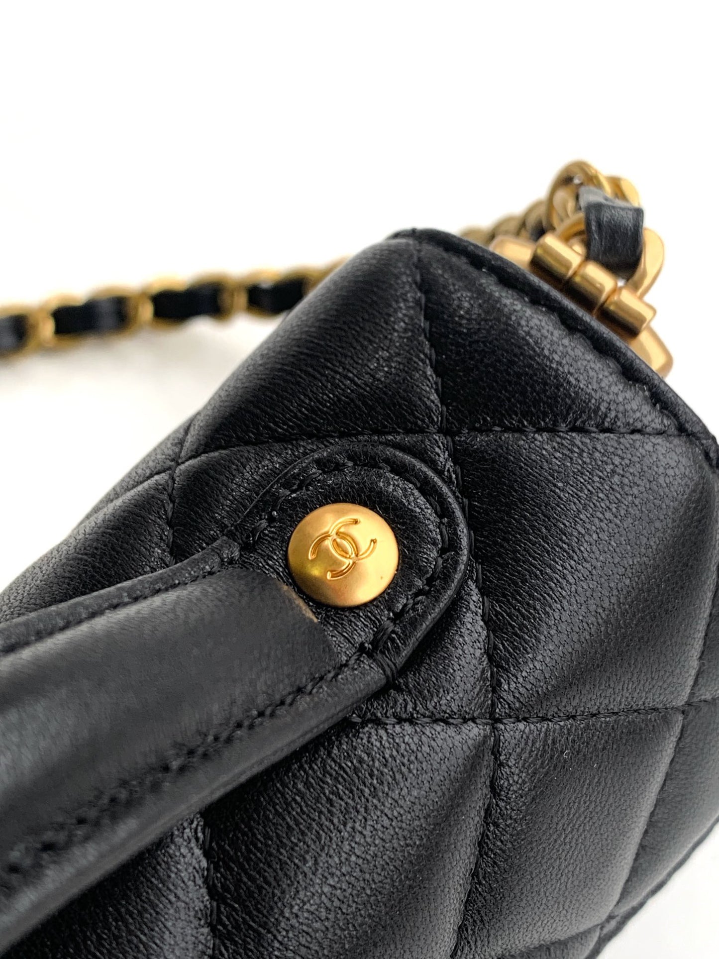 【MINI OHANEL🚩SS2025】Vintage Black-Gold Kelly Bag - 3-Way Convertible Luxury Handbag (12x22x6cm) with Premium Hardware