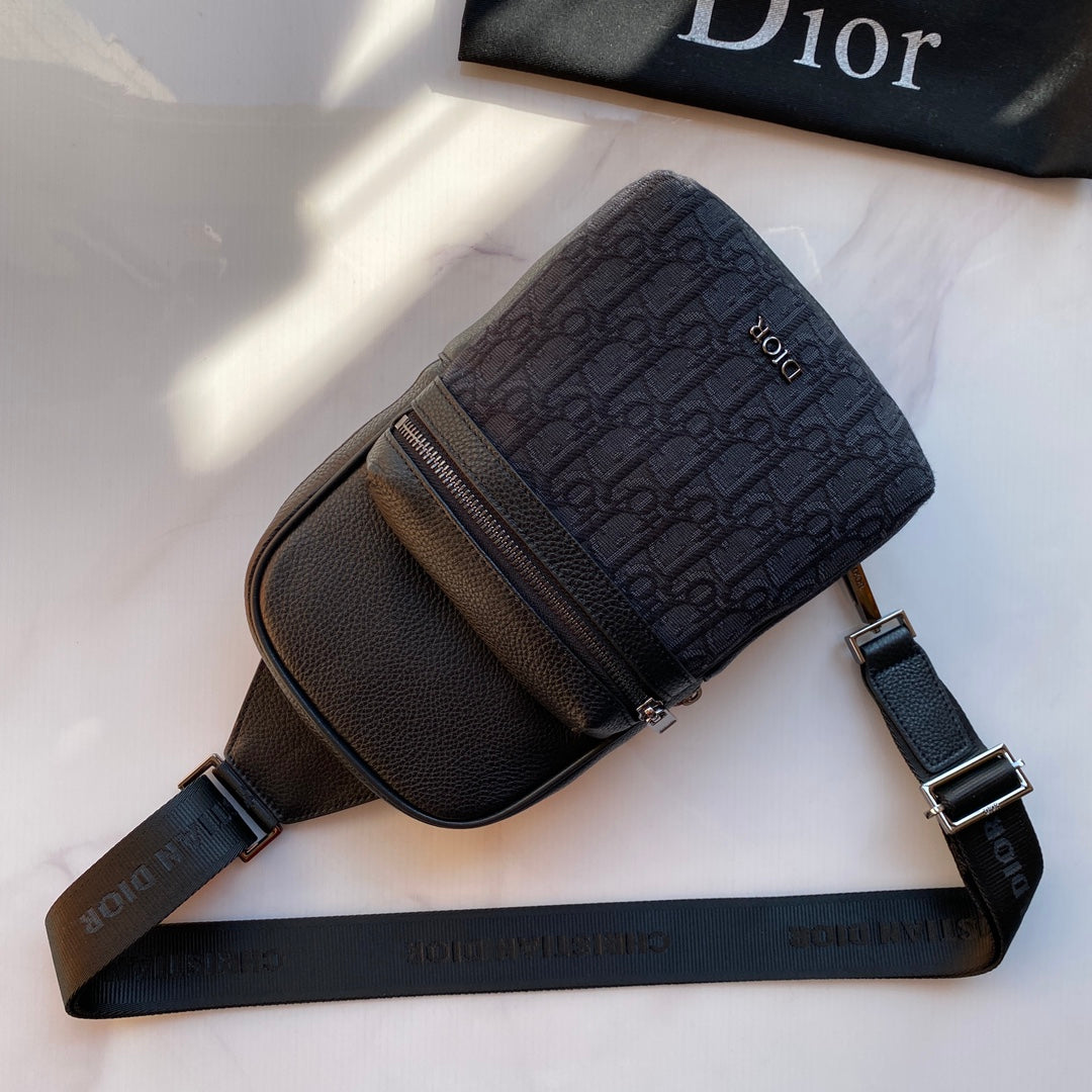 DIOR Rider 2.0 Waist Bag | Beige/Black Oblique Print, Grain Calf Leather & Tech Fabric, Adjustable Strap