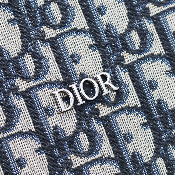 Dior Oblique Embroidery Messenger Bag 131-10 | 33cm Black Jacquard & Grained Calfskin Adjustable Crossbody Bag