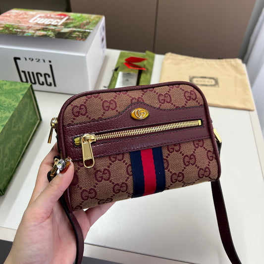 Gucci Ophidia L-223 Vintage GG Monogram Camera Bag - Compact 17×12cm Retro Crossbody Bag with Foldable Gift Box