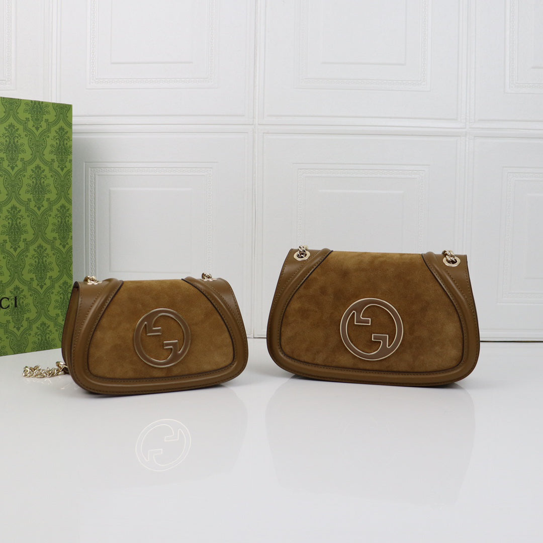 Gucci Blondie Vintage Logo Bag | 1970s Retro Revival, Taupe Suede, Detachable Strap, 26x16x8cm