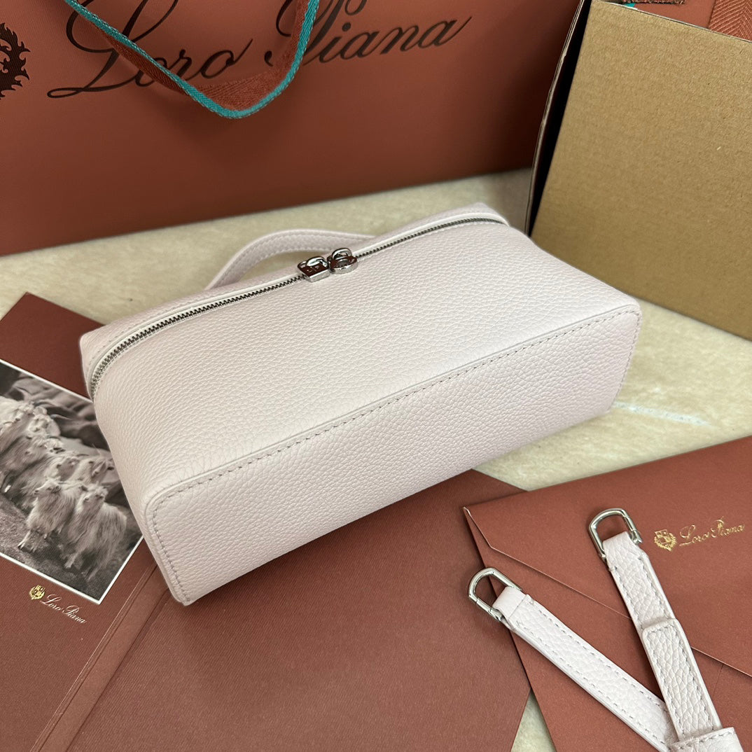 Extra cket L19 Light Peony Pink Calfskin Top Handle Bag - Detachable Strap, Dual Zipper, Lambskin Lining, Mini Crossbody