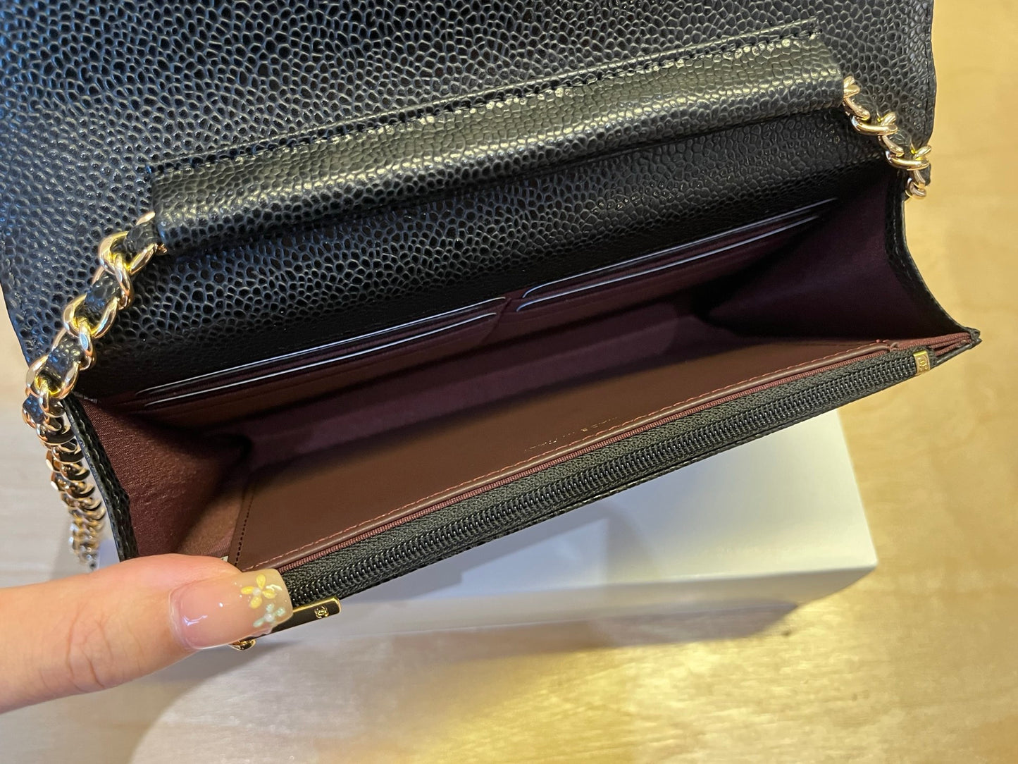 CHANEL 25c Wallet on Chain (WOC) | Exclusive Haas Caviar Leather Gold-Tone | Double C-Lock Flap Bag | 12cm Mini "Lucky Purse"